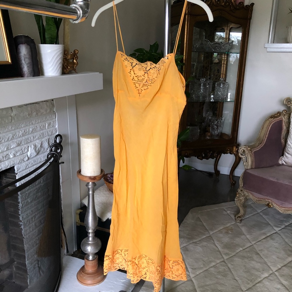 Orange cotton midi dress